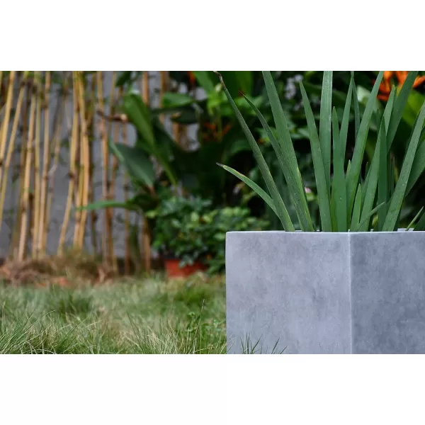 Kante 23.2" L Long Rectangular Concrete Planter, Large Outdoor Indoor Garden Pots with Drainage Hole and Rubber Plug, Charcoal