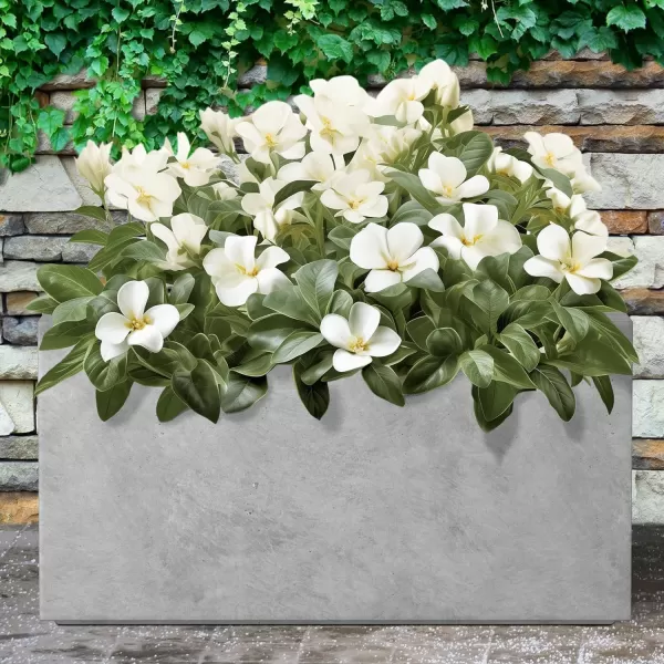 Kante 23.2" L Long Rectangular Concrete Planter, Large Outdoor Indoor Garden Pots with Drainage Hole and Rubber Plug, Charcoal
