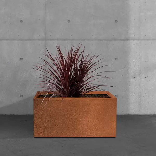 Kante 23.2" L Long Rectangular Concrete Planter, Large Outdoor Indoor Garden Pots with Drainage Hole and Rubber Plug, Charcoal