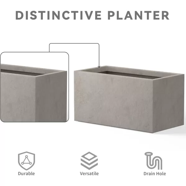 Kante 23.2" L Long Rectangular Concrete Planter, Large Outdoor Indoor Garden Pots with Drainage Hole and Rubber Plug, Charcoal