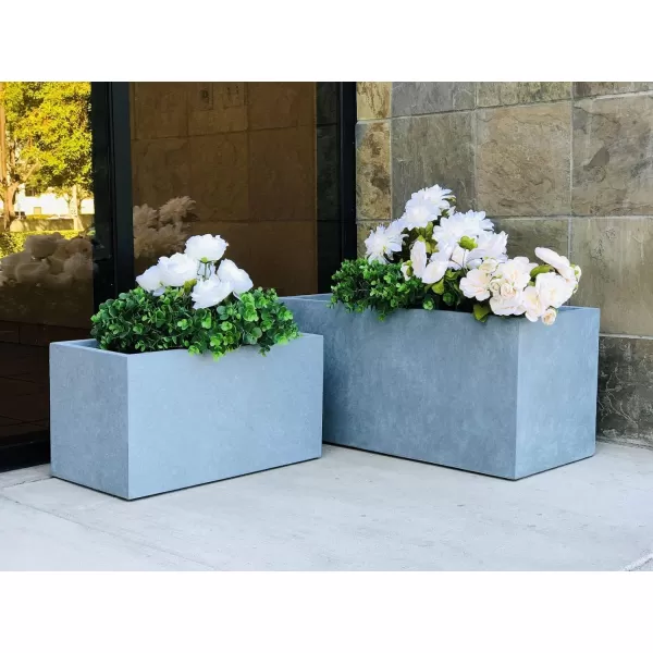 Kante 23.2" L Long Rectangular Concrete Planter, Large Outdoor Indoor Garden Pots with Drainage Hole and Rubber Plug, Charcoal