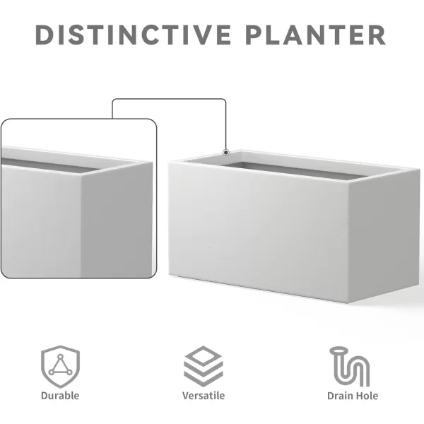 Kante 23.2" L Long Rectangular Concrete Planter, Large Outdoor Indoor Garden Pots with Drainage Hole and Rubber Plug, Charcoal