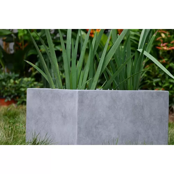 Kante 23.2" L Long Rectangular Concrete Planter, Large Outdoor Indoor Garden Pots with Drainage Hole and Rubber Plug, Charcoal