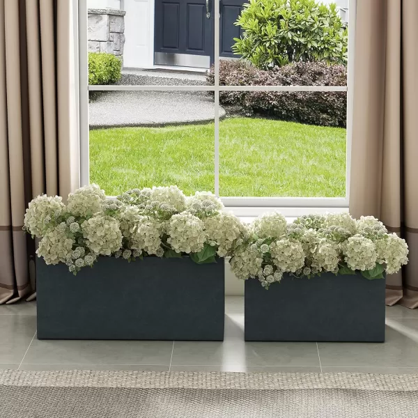Kante 23.2" L Long Rectangular Concrete Planter, Large Outdoor Indoor Garden Pots with Drainage Hole and Rubber Plug, Charcoal