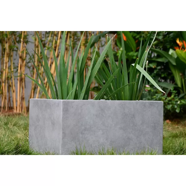 Kante 23.2" L Long Rectangular Concrete Planter, Large Outdoor Indoor Garden Pots with Drainage Hole and Rubber Plug, Charcoal