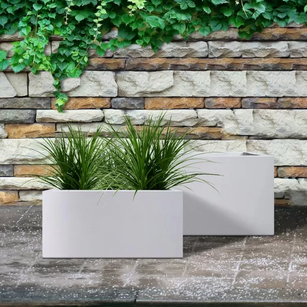 Kante 23.2" L Long Rectangular Concrete Planter, Large Outdoor Indoor Garden Pots with Drainage Hole and Rubber Plug, Charcoal