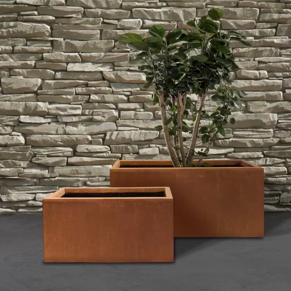 Kante 23.2" L Long Rectangular Concrete Planter, Large Outdoor Indoor Garden Pots with Drainage Hole and Rubber Plug, Charcoal