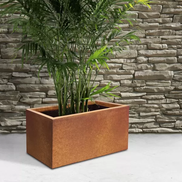 Kante 23.2" L Long Rectangular Concrete Planter, Large Outdoor Indoor Garden Pots with Drainage Hole and Rubber Plug, Charcoal