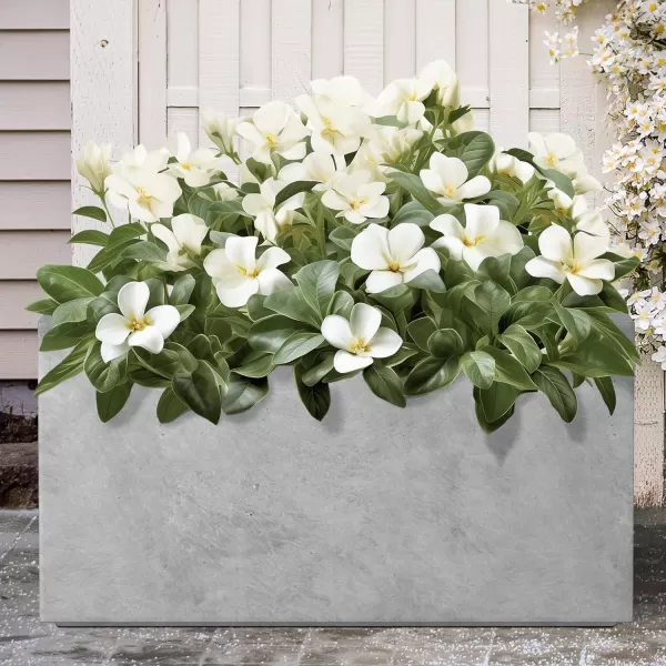 Kante 23.2" L Long Rectangular Concrete Planter, Large Outdoor Indoor Garden Pots with Drainage Hole and Rubber Plug, Charcoal
