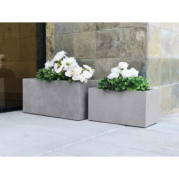 Kante 23.2" L Long Rectangular Concrete Planter, Large Outdoor Indoor Garden Pots with Drainage Hole and Rubber Plug, Charcoal