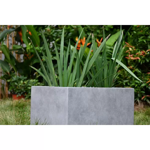 Kante 23.2" L Long Rectangular Concrete Planter, Large Outdoor Indoor Garden Pots with Drainage Hole and Rubber Plug, Charcoal