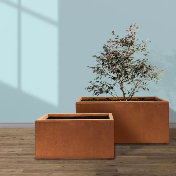 Kante 23.2" L Long Rectangular Concrete Planter, Large Outdoor Indoor Garden Pots with Drainage Hole and Rubber Plug, Charcoal