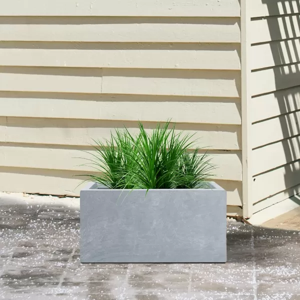 Kante 23.2" L Long Rectangular Concrete Planter, Large Outdoor Indoor Garden Pots with Drainage Hole and Rubber Plug, Charcoal
