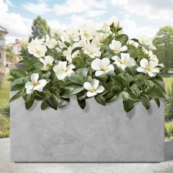 Kante 23.2" L Long Rectangular Concrete Planter, Large Outdoor Indoor Garden Pots with Drainage Hole and Rubber Plug, Charcoal