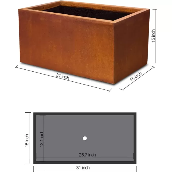 Kante 23.2" L Long Rectangular Concrete Planter, Large Outdoor Indoor Garden Pots with Drainage Hole and Rubber Plug, Charcoal