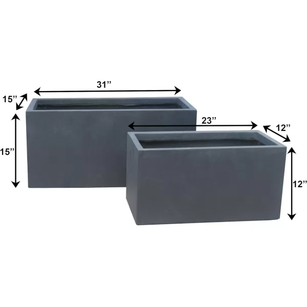 Kante 23.2" L Long Rectangular Concrete Planter, Large Outdoor Indoor Garden Pots with Drainage Hole and Rubber Plug, Charcoal