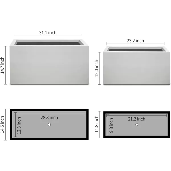 Kante 23.2" L Long Rectangular Concrete Planter, Large Outdoor Indoor Garden Pots with Drainage Hole and Rubber Plug, Charcoal