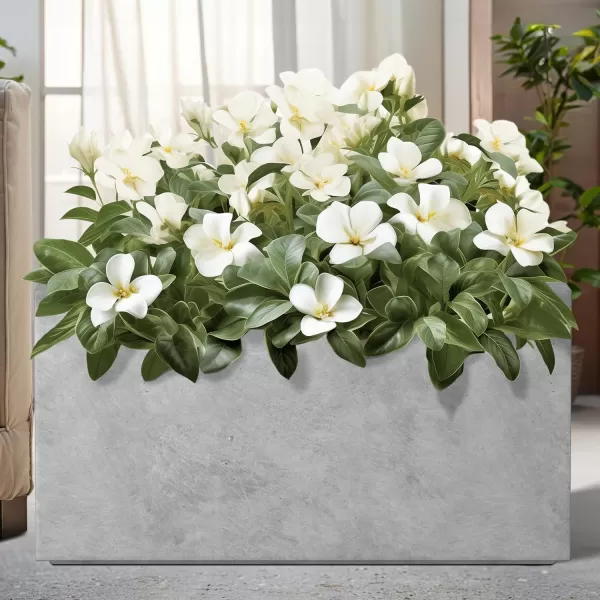 Kante 23.2" L Long Rectangular Concrete Planter, Large Outdoor Indoor Garden Pots with Drainage Hole and Rubber Plug, Charcoal