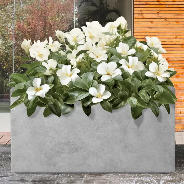 Kante 23.2" L Long Rectangular Concrete Planter, Large Outdoor Indoor Garden Pots with Drainage Hole and Rubber Plug, Charcoal