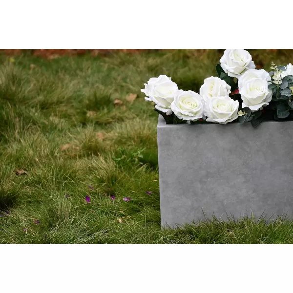 Kante 23.2" L Long Rectangular Concrete Planter, Large Outdoor Indoor Garden Pots with Drainage Hole and Rubber Plug, Charcoal