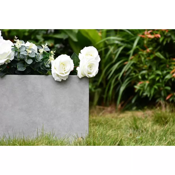 Kante 23.2" L Long Rectangular Concrete Planter, Large Outdoor Indoor Garden Pots with Drainage Hole and Rubber Plug, Charcoal