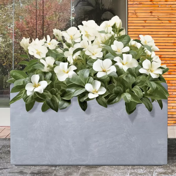 Kante 23.2" L Long Rectangular Concrete Planter, Large Outdoor Indoor Garden Pots with Drainage Hole and Rubber Plug, Charcoal