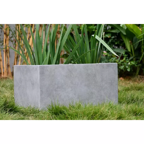 Kante 23.2" L Long Rectangular Concrete Planter, Large Outdoor Indoor Garden Pots with Drainage Hole and Rubber Plug, Charcoal