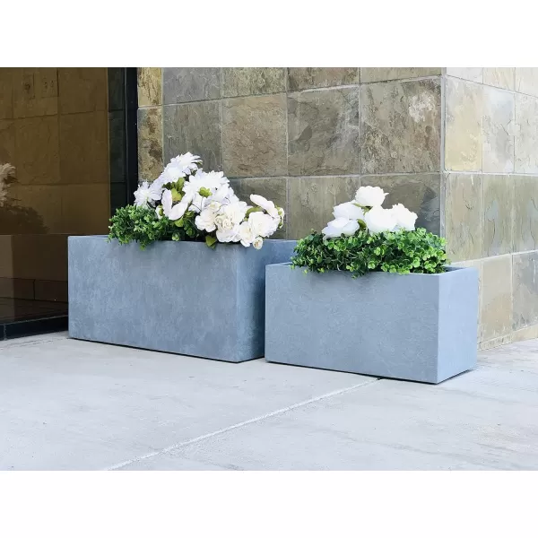 Kante 23.2" L Long Rectangular Concrete Planter, Large Outdoor Indoor Garden Pots with Drainage Hole and Rubber Plug, Charcoal