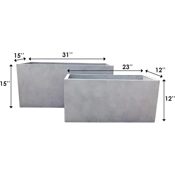 Kante 23.2" L Long Rectangular Concrete Planter, Large Outdoor Indoor Garden Pots with Drainage Hole and Rubber Plug, Charcoal