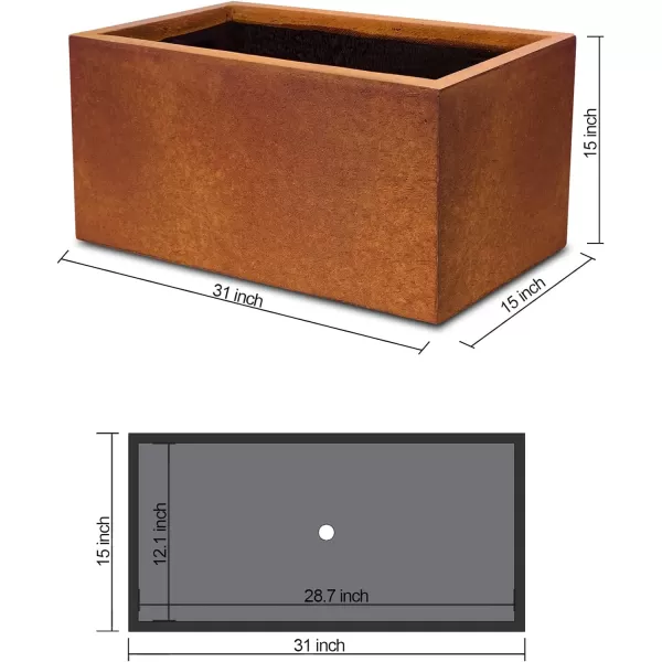 Kante 23.2" L Long Rectangular Concrete Planter, Large Outdoor Indoor Garden Pots with Drainage Hole and Rubber Plug, Charcoal