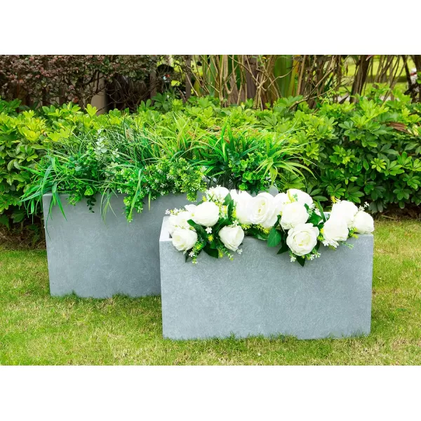 Kante 23.2" L Long Rectangular Concrete Planter, Large Outdoor Indoor Garden Pots with Drainage Hole and Rubber Plug, Charcoal