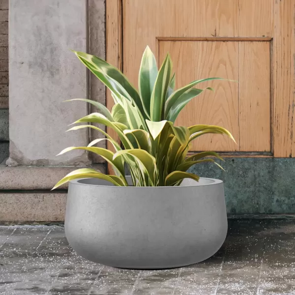 imageKante 196quot157quot118quot Dia Round Concrete Planters Set of 3 Outdoor Indoor Garden Plant Pots with Drainage Hole and Rubber Plug Modern Curvaceous Design Pure WhiteNatural Concrete