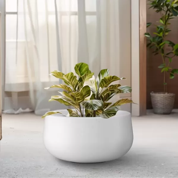 imageKante 196quot157quot118quot Dia Round Concrete Planters Set of 3 Outdoor Indoor Garden Plant Pots with Drainage Hole and Rubber Plug Modern Curvaceous Design Pure WhitePure White