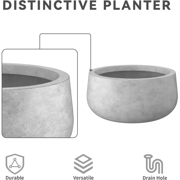 imageKante 196quot157quot118quot Dia Round Concrete Planters Set of 3 Outdoor Indoor Garden Plant Pots with Drainage Hole and Rubber Plug Modern Curvaceous Design Pure WhiteNatural Concrete