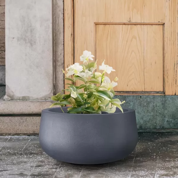 imageKante 196quot157quot118quot Dia Round Concrete Planters Set of 3 Outdoor Indoor Garden Plant Pots with Drainage Hole and Rubber Plug Modern Curvaceous Design Pure WhiteCharcoal