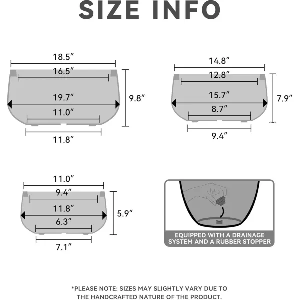 imageKante 196quot157quot118quot Dia Round Concrete Planters Set of 3 Outdoor Indoor Garden Plant Pots with Drainage Hole and Rubber Plug Modern Curvaceous Design Pure WhiteSlate Gray