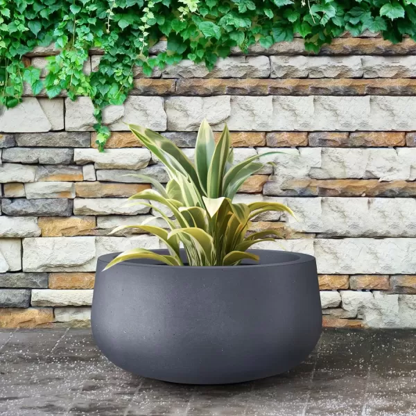 imageKante 196quot157quot118quot Dia Round Concrete Planters Set of 3 Outdoor Indoor Garden Plant Pots with Drainage Hole and Rubber Plug Modern Curvaceous Design Pure WhiteCharcoal