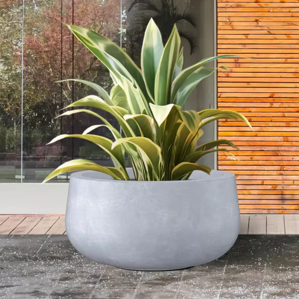 imageKante 196quot157quot118quot Dia Round Concrete Planters Set of 3 Outdoor Indoor Garden Plant Pots with Drainage Hole and Rubber Plug Modern Curvaceous Design Pure WhiteSlate Gray