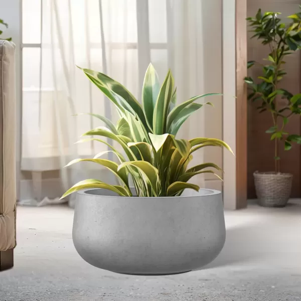imageKante 196quot157quot118quot Dia Round Concrete Planters Set of 3 Outdoor Indoor Garden Plant Pots with Drainage Hole and Rubber Plug Modern Curvaceous Design Pure WhiteNatural Concrete