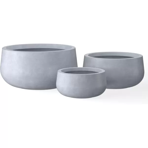 imageKante 196quot157quot118quot Dia Round Concrete Planters Set of 3 Outdoor Indoor Garden Plant Pots with Drainage Hole and Rubber Plug Modern Curvaceous Design Pure WhiteSlate Gray