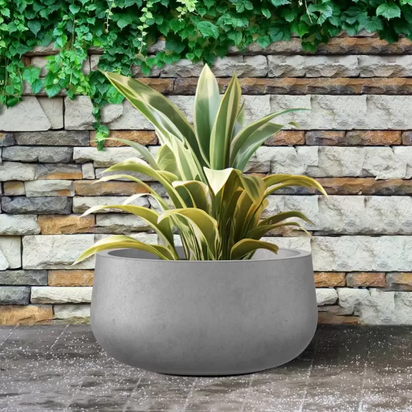 imageKante 196quot157quot118quot Dia Round Concrete Planters Set of 3 Outdoor Indoor Garden Plant Pots with Drainage Hole and Rubber Plug Modern Curvaceous Design Pure WhiteNatural Concrete