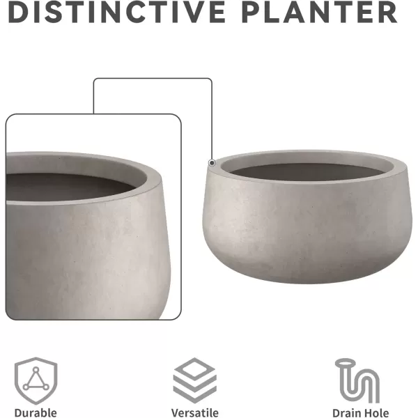imageKante 196quot157quot118quot Dia Round Concrete Planters Set of 3 Outdoor Indoor Garden Plant Pots with Drainage Hole and Rubber Plug Modern Curvaceous Design Pure WhiteWeathered Concrete