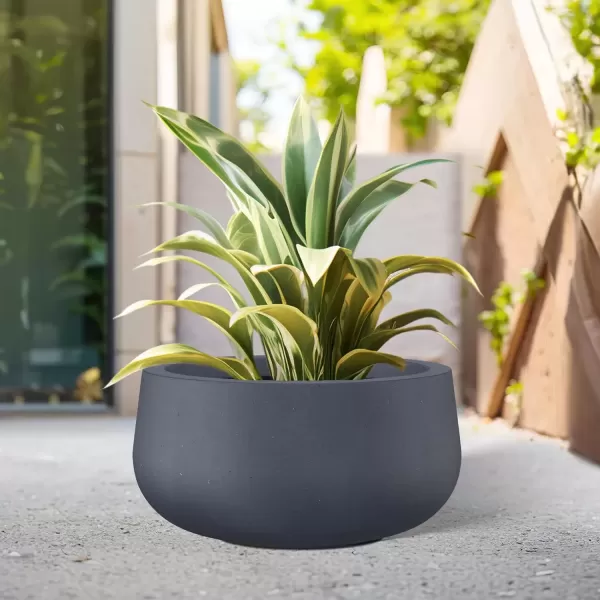 imageKante 196quot157quot118quot Dia Round Concrete Planters Set of 3 Outdoor Indoor Garden Plant Pots with Drainage Hole and Rubber Plug Modern Curvaceous Design Pure WhiteDark Gray