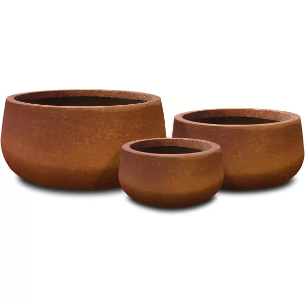 imageKante 196quot157quot118quot Dia Round Concrete Planters Set of 3 Outdoor Indoor Garden Plant Pots with Drainage Hole and Rubber Plug Modern Curvaceous Design Pure WhiteIron Oxide