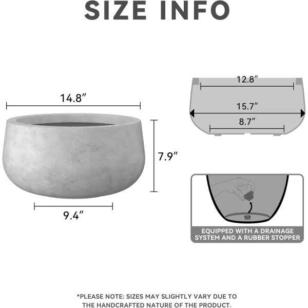 imageKante 196quot157quot118quot Dia Round Concrete Planters Set of 3 Outdoor Indoor Garden Plant Pots with Drainage Hole and Rubber Plug Modern Curvaceous Design Pure WhiteNatural Concrete