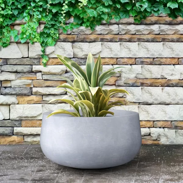 imageKante 196quot157quot118quot Dia Round Concrete Planters Set of 3 Outdoor Indoor Garden Plant Pots with Drainage Hole and Rubber Plug Modern Curvaceous Design Pure WhiteSlate Gray