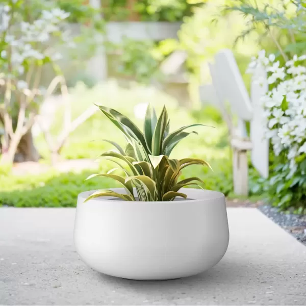 imageKante 196quot157quot118quot Dia Round Concrete Planters Set of 3 Outdoor Indoor Garden Plant Pots with Drainage Hole and Rubber Plug Modern Curvaceous Design Pure WhitePure White