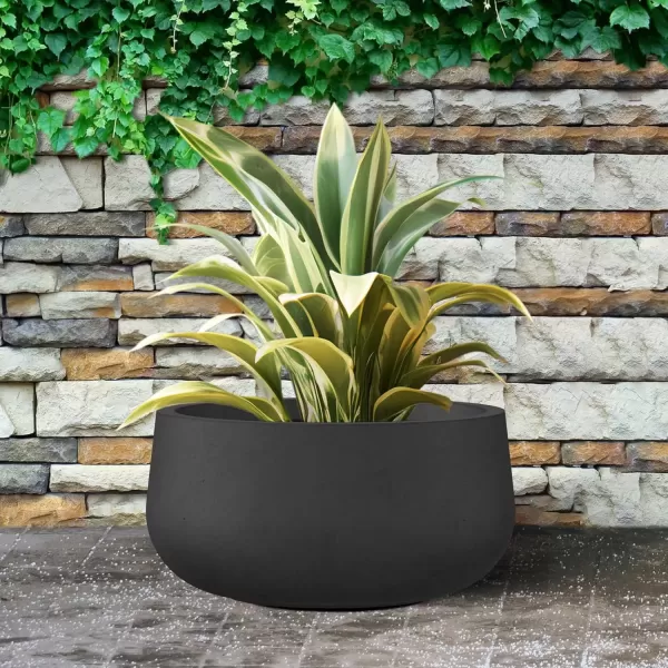 imageKante 196quot157quot118quot Dia Round Concrete Planters Set of 3 Outdoor Indoor Garden Plant Pots with Drainage Hole and Rubber Plug Modern Curvaceous Design Pure WhiteBlack