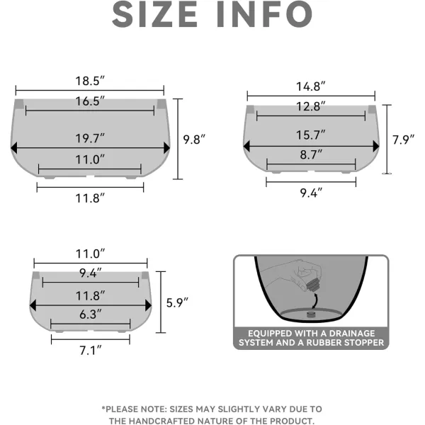 imageKante 196quot157quot118quot Dia Round Concrete Planters Set of 3 Outdoor Indoor Garden Plant Pots with Drainage Hole and Rubber Plug Modern Curvaceous Design Pure WhiteWeathered Concrete