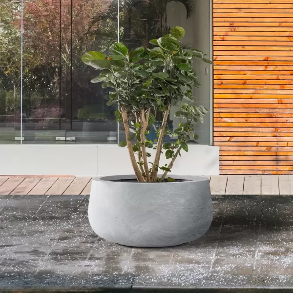 imageKante 196quot157quot118quot Dia Round Concrete Planters Set of 3 Outdoor Indoor Garden Plant Pots with Drainage Hole and Rubber Plug Modern Curvaceous Design Pure WhiteSlate Gray